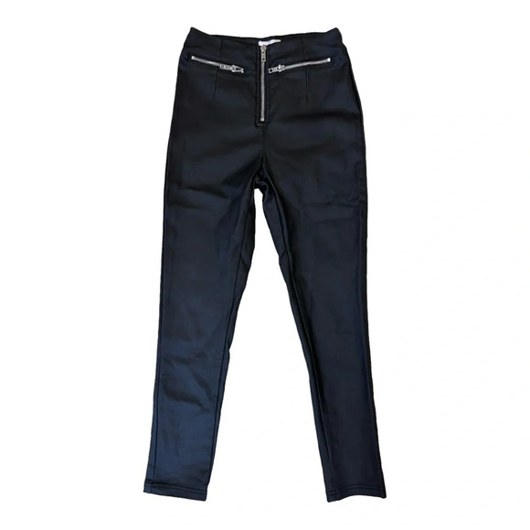 NWOT PRINCESS POLLY Faux leather black skinny pants High Waist Zippers Size 2 - Picture 9 of 10